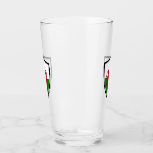 walisische Flagge Glas (Links)