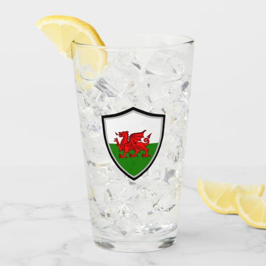 walisische Flagge Glas (Vorderseite Ice)