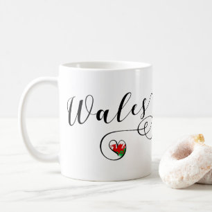 Walisische Flagge im Herzen, Wales Kaffeetasse