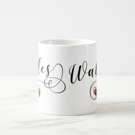 Walisische Flagge im Herzen, Wales Kaffeetasse (Mittel)