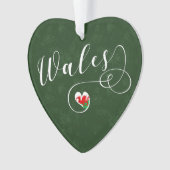 Walisische Flagge im Herzen, Wales Ornament (Vorderseite)