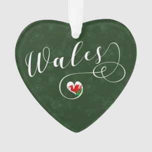 Walisische Flagge im Herzen, Wales Ornament