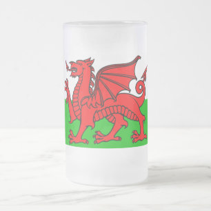 walisische Flagge Mattglas Bierglas