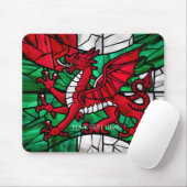 Walisische Flagge mit Rotem Drachen Mousepad (Mit Mouse)
