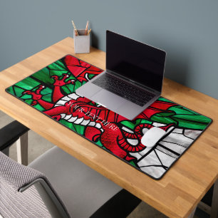 Walisische Flagge mit Rotem Drachen Schreibtischunterlage