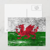 Walisische Flagge mit Scuffe und Worn Postkarte (Vorne/Hinten)