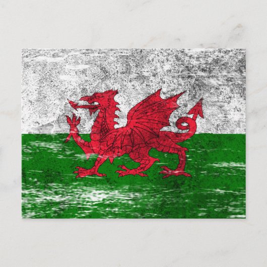 Walisische Flagge mit Scuffe und Worn Postkarte (Vorderseite)