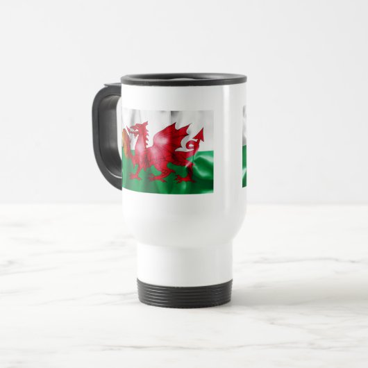 Walisische Flagge Reisebecher (Vorderseite Links)