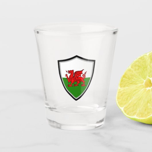 walisische Flagge Schnapsglas (Vorderseite)
