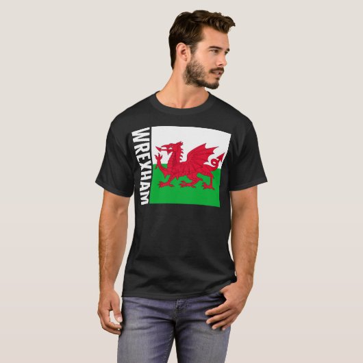 Walisische Flagge Shirt, Wrexham T-Shirt, Geschenk T-Shirt (Vorne ganz)