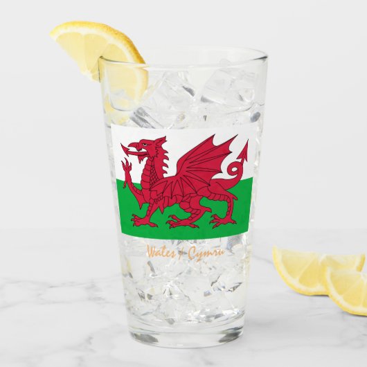 Walisische Flagge & Wales Land, Cymru Patriot / Sp Glas (Vorderseite Ice)