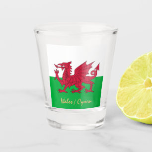 Walisische Flagge & Wales Landpatriot / sport Cymr Schnapsglas