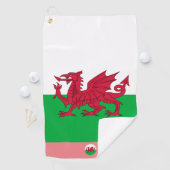 Walisische Flagge & Wales, mit Monogramm Cymru / L Golfhandtuch (Insitu)