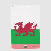Walisische Flagge & Wales, mit Monogramm Cymru / L Golfhandtuch (Vorderseite)