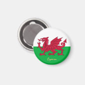 Walisische Flagge & Wales, Urlaub, Sport / Cymru Magnet (Vorderseite/Rückseite)
