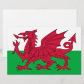 Walisische Flagge (Wales) (walisischer Drache) Briefpapier (Vorne/Hinten)