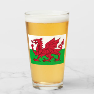 Walisische Flagge (Wales) (walisischer Drache) Glas