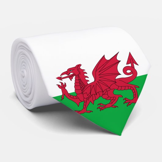 Walisische Flagge (Wales) (walisischer Drache) Krawatte (Gerollt)