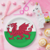 Walisische Flagge (Wales) (walisischer Drache) Pappteller (Party)