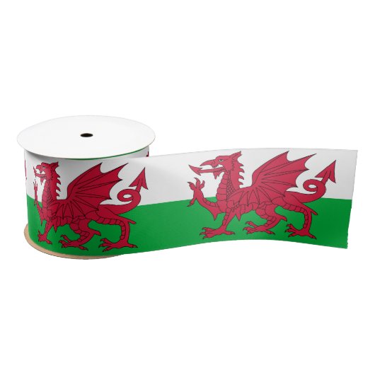 Walisische Flagge (Wales) (walisischer Drache) Satinband (Spule)