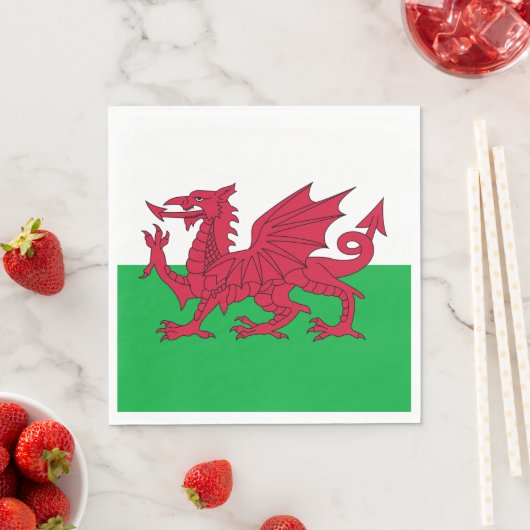 Walisische Flagge (Wales) (walisischer Drache) Serviette (Beispiel)