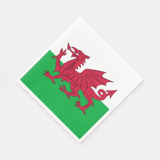 Walisische Flagge (Wales) (walisischer Drache) Serviette (Ecke)