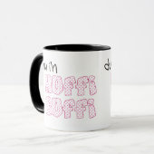 Walisische Kaffee-Tasse: Hoffi Coffi, Pink Polka D Tasse (Vorderseite Links)