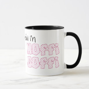 Walisische Kaffeetasse: Hoffi Coffi, rosa Punkte Tasse
