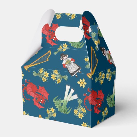 Walisische Kostüme und Embleme auf Blue Gable Gevo Geschenkschachtel (Vorderseite)