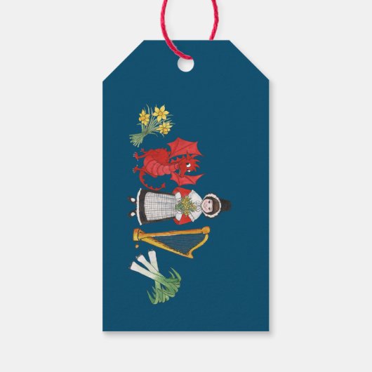 Walisische Kostüme und Embleme Doppelseitige Gesch Geschenkanhänger (Rückseite)