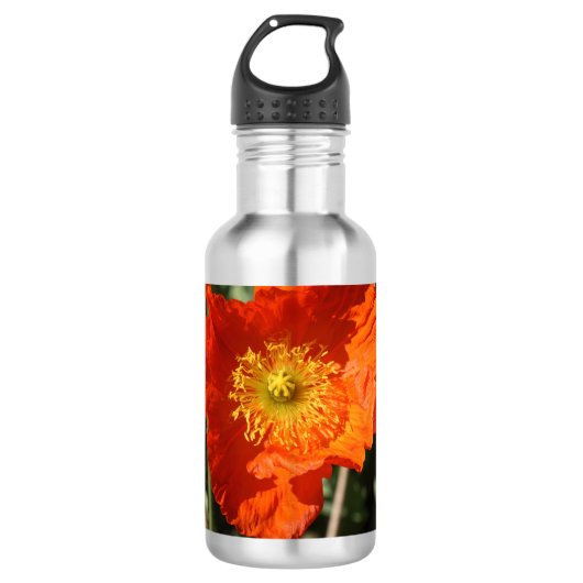 Walisische Mohnblume (Orange) Edelstahlflasche (Vorderseite)