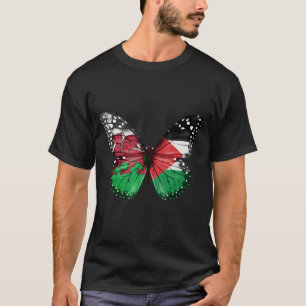 Walisische Palästinensische Flag Butterfly T-Shirt