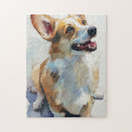 Walisische Pembroke-Corgi-Aquarellmalerei Puzzle