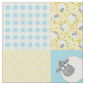 Walisische Schaf-Imitat-Patchwork Blau Gelb Gingha Stoff (Nahaufnahme)