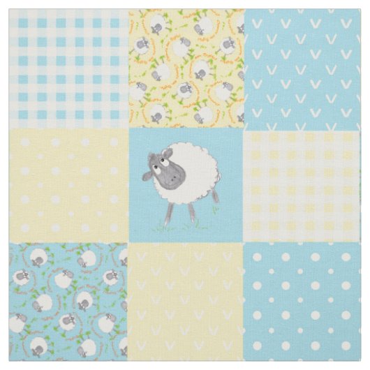 Walisische Schaf-Imitat-Patchwork Blau Gelb Gingha Stoff (Muster)