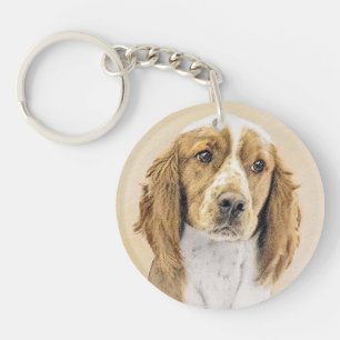 Walisische Springer-Spaniel-Malerei - Original-Hun Schlüsselanhänger
