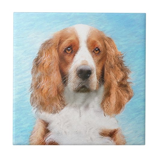 Walisische Springer Spaniel Malerei - Originale Hu Fliese (Vorderseite)
