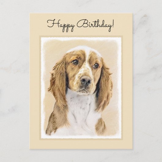 Walisische Springer Spaniel Malerei - Originale Hu Postkarte (Vorderseite)