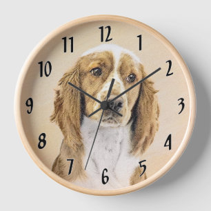 Walisische Springer Spaniel Malerei - Originale Hu Uhr