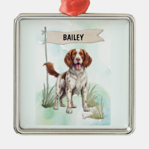 Walisische Springer Spaniel Wasserfarbe Personalis Ornament Aus Metall