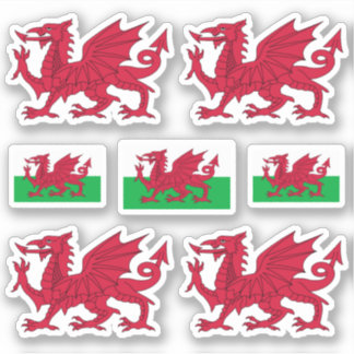 Walisische Symbole / Wappen und Flagge Aufkleber