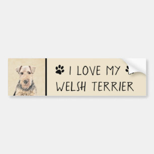 Walisische Terrier-Malerei - Niedliche Original Hu Autoaufkleber