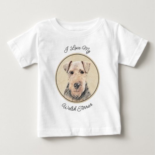Walisische Terrier-Malerei - Niedliche Original Hu Baby T-shirt (Vorderseite)