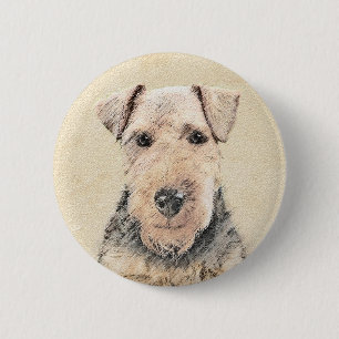 Walisische Terrier-Malerei - Niedliche Original Hu Button