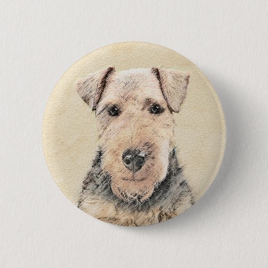 Walisische Terrier-Malerei - Niedliche Original Hu Button (Vorderseite)