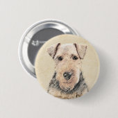 Walisische Terrier-Malerei - Niedliche Original Hu Button (Vorne & Hinten)