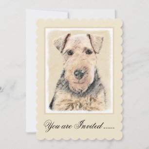 Walisische Terrier-Malerei - Niedliche Original Hu Einladung