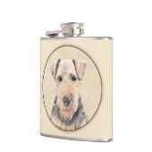 Walisische Terrier-Malerei - Niedliche Original Hu Flachmann (Links)