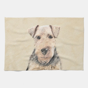 Walisische Terrier-Malerei - Niedliche Original Hu Geschirrtuch