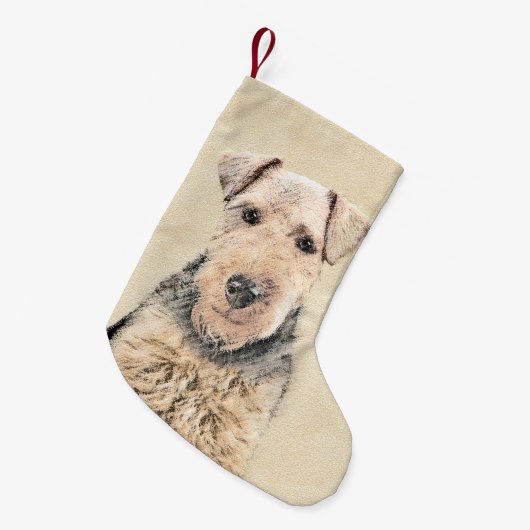 Walisische Terrier-Malerei - Niedliche Original Hu Kleiner Weihnachtsstrumpf (Vorderansicht (hängend))